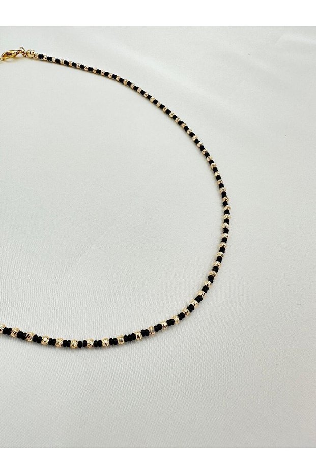 Gold Dorica Colorful Bead Necklace with Heel Detail
