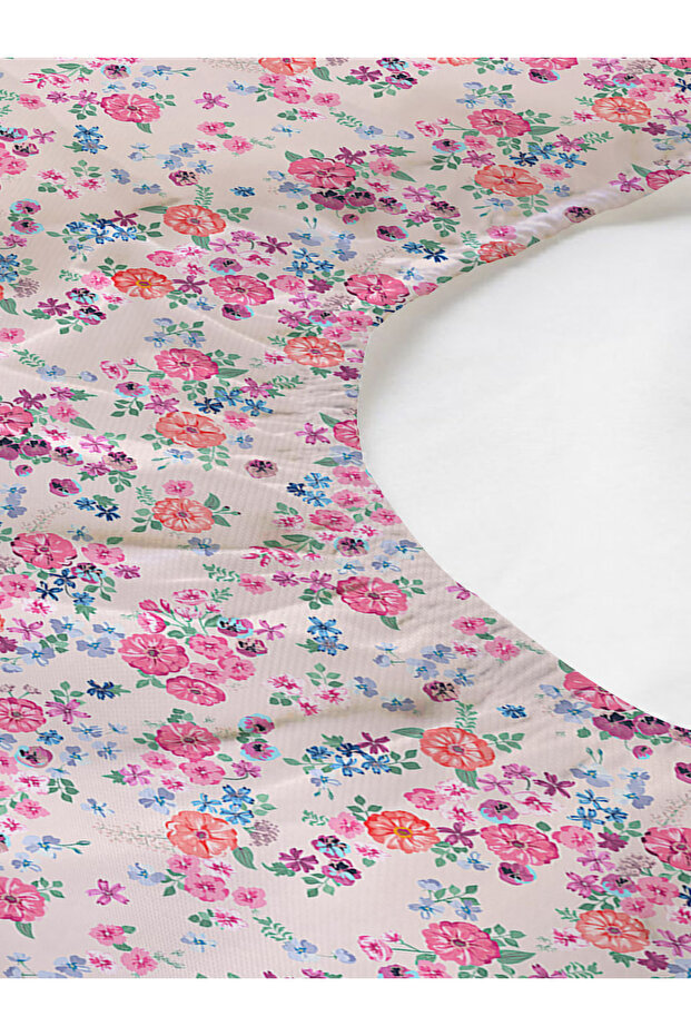 Pink Single Floral Patterned Elastic Sheet Set - 2