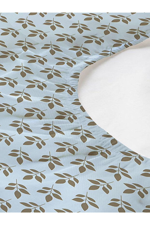 طقم ملاءة جاهزة منقوشة بالزهور باللون الأزرق - 2