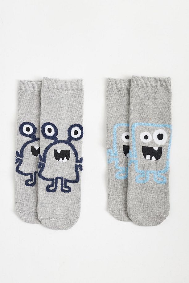 2'li Paket Monster Çocuk Soket Çorap Mavi / Lacivert - 1