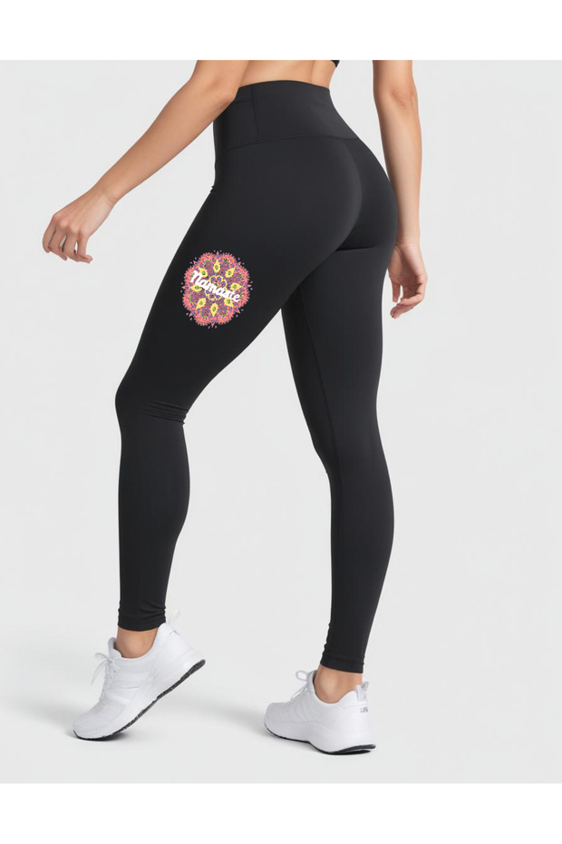 High Waist Yoga Printed Flexible and Waist Basen Recoiler Sports Fitness Pilates Yoga Black Leggings