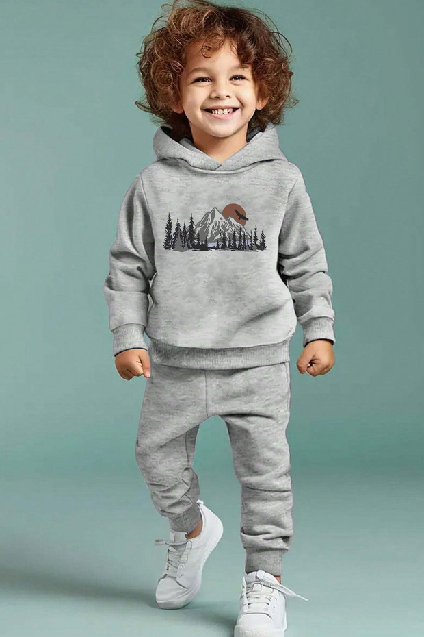Landscape Printed Boys - Girls Comfortable Tracksuit Set