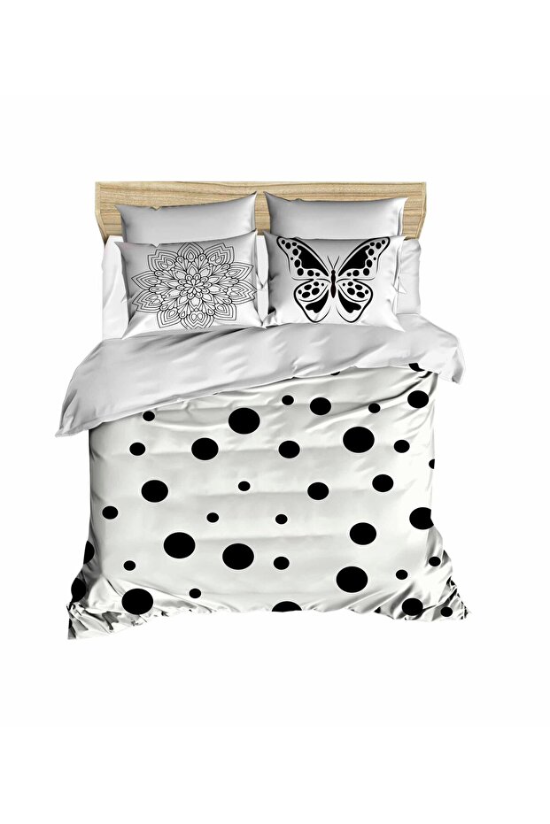 White Floor Circles 3D Digital Double Duvet Cover Set