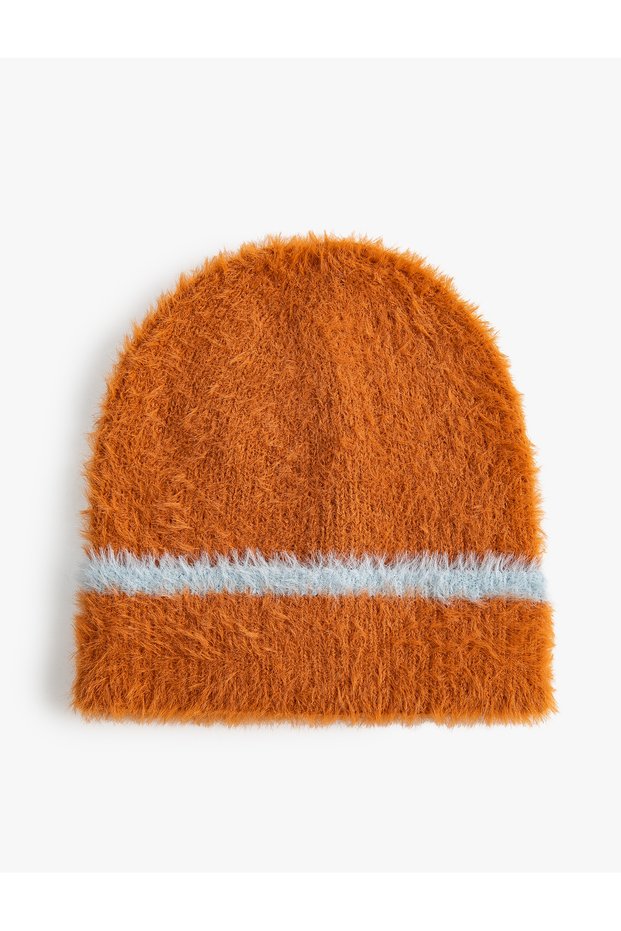 Plush Beanie with Stripe Detail