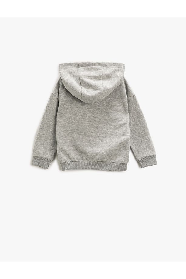 Kapşonlu Sweatshirt Kardan Adam Baskılı Uzun Kollu - 2