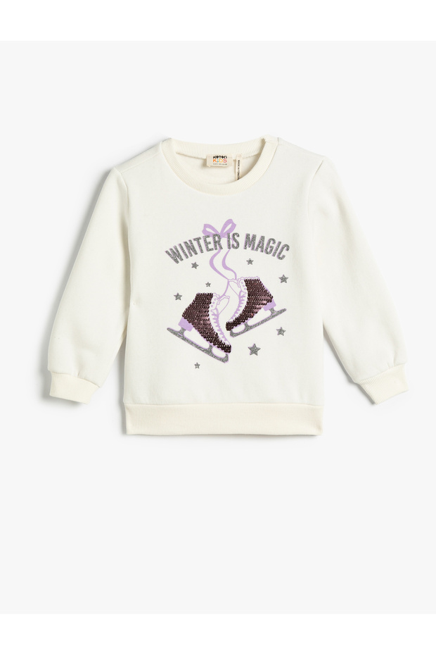 Sweatshirt Ice Skating Sequined Embroidered Glitter Raised Cotton