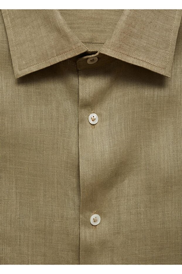 %100 keten regular kesim gömlek - 5