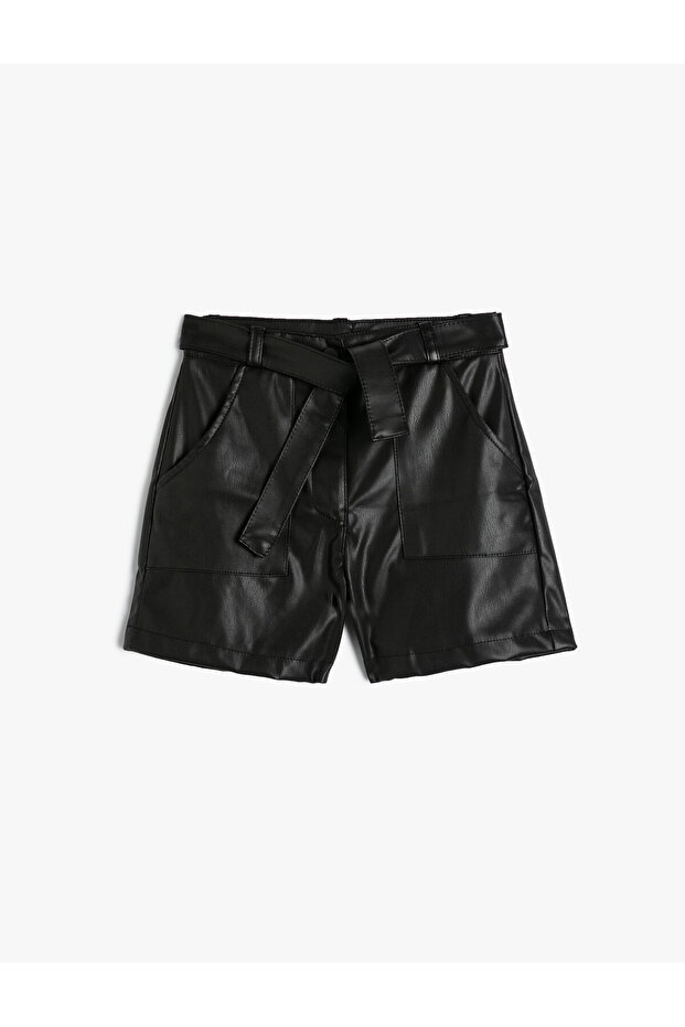 Leather Look Shorts with Belt