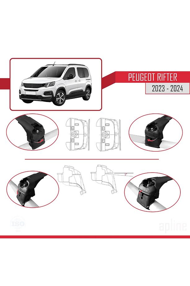Peugeot Rifter 2023 Ve Sonrası Ile Uyumlu Ace-2 Ara Atkı Tavan Barı Siyah 2 Adet - 6