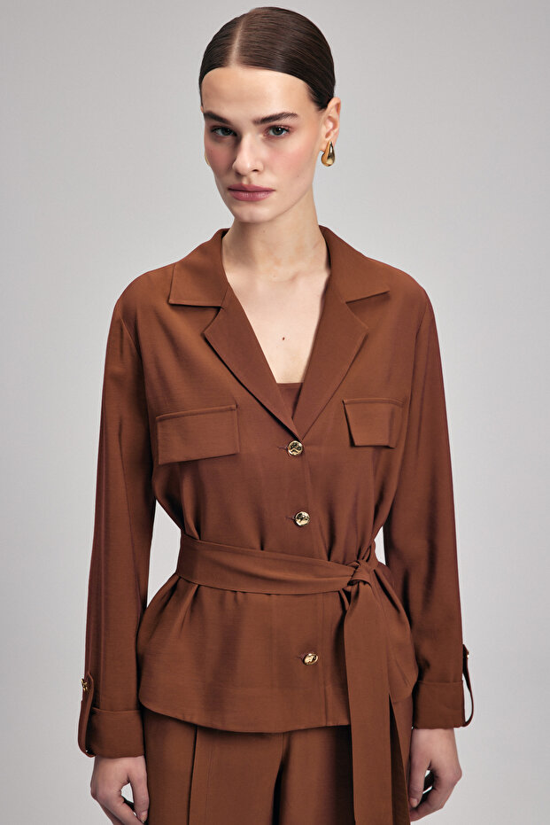 Belden Bağlamalı Gömlek - 1