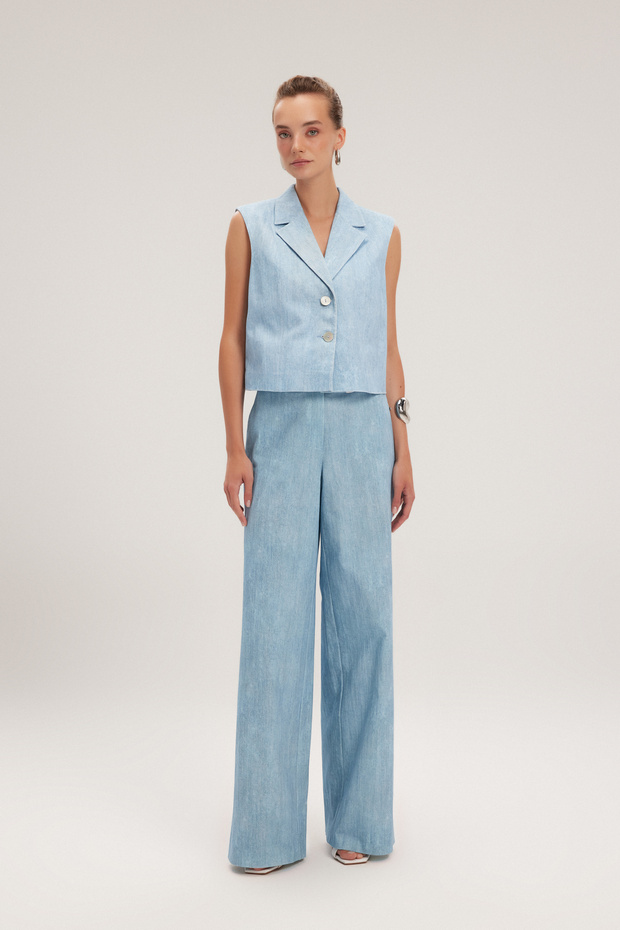 Wide Leg Patterned Trousers - 4