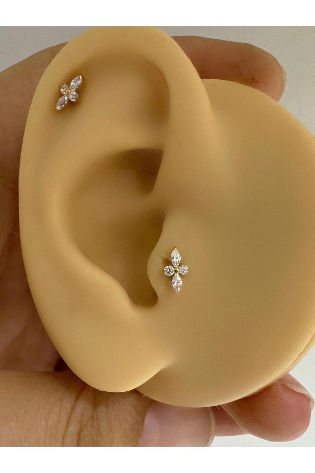1 ADET G23 TİTANİUM ( TİTANYUM) ZİRKON TAŞLI TRAGUS HELİX CONCH KIKIRDAK LOBE UYUMLU PİERCİNG - 7