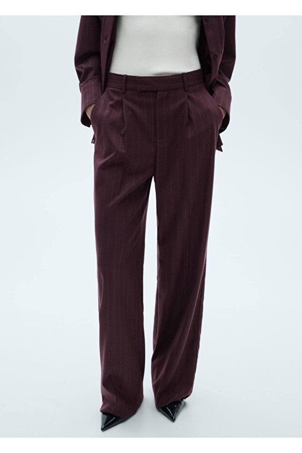 Pinstripe Pleated Trousers