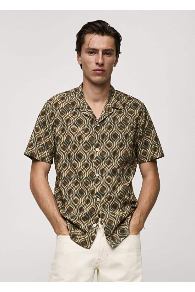 Gemustertes, drapiertes Hemd mit normaler Passform - 1