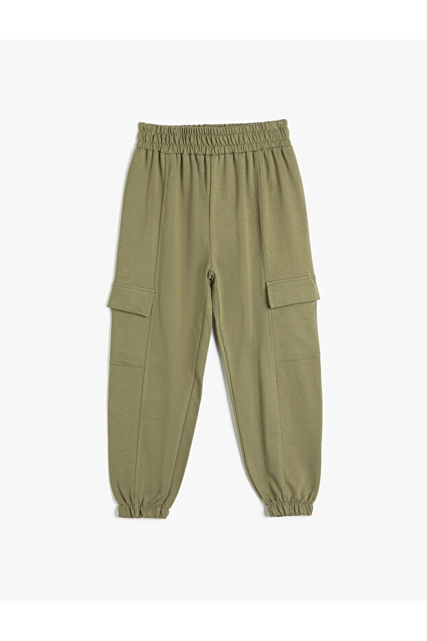 Basic Cargo Jogger Sweatpants with Tie Waist Pocket Cotton