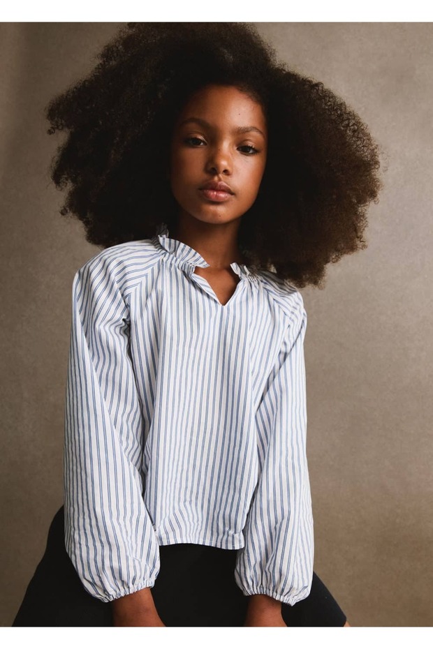 Drawstring Detailed Striped Blouse - 3