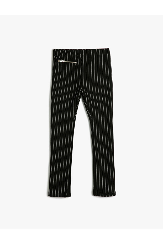 Leggings with Elastic Waist Zipper Detail