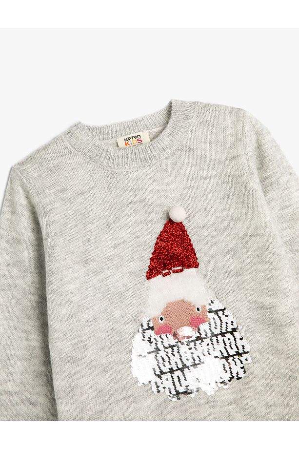 Yılbaşı Kazağı Noel Baba Desenli Pullu Payetli Uzun Kollu - 3