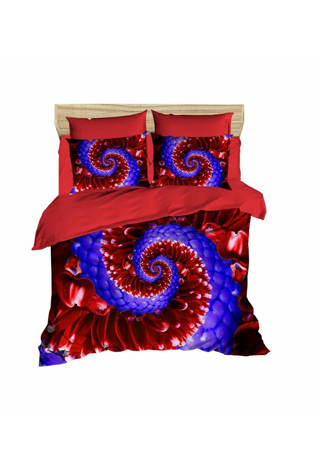 Symmetrical Lines Coiled Swirl 3D Digital Double Bed Linen Set
