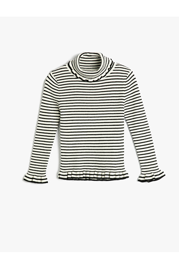 Turtleneck Sweater Camisole Ruffle Detailed Soft Textured
