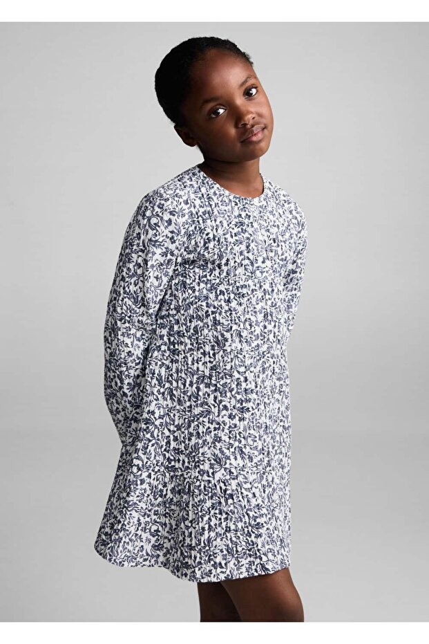 Çiçekli pilili elbise - 1