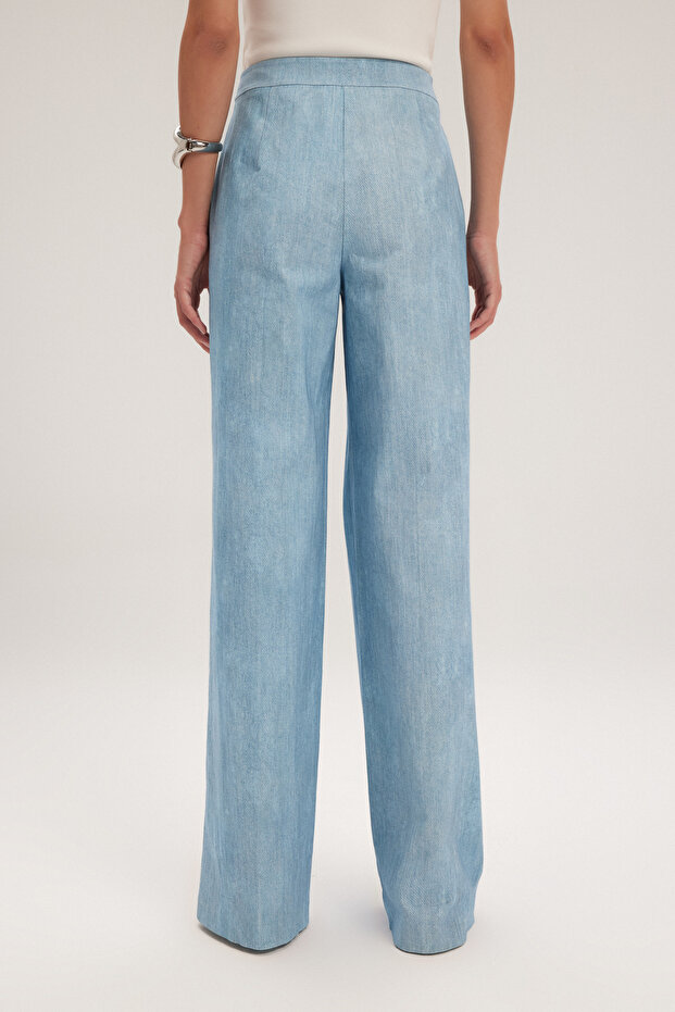 Wide Leg Patterned Trousers - 5