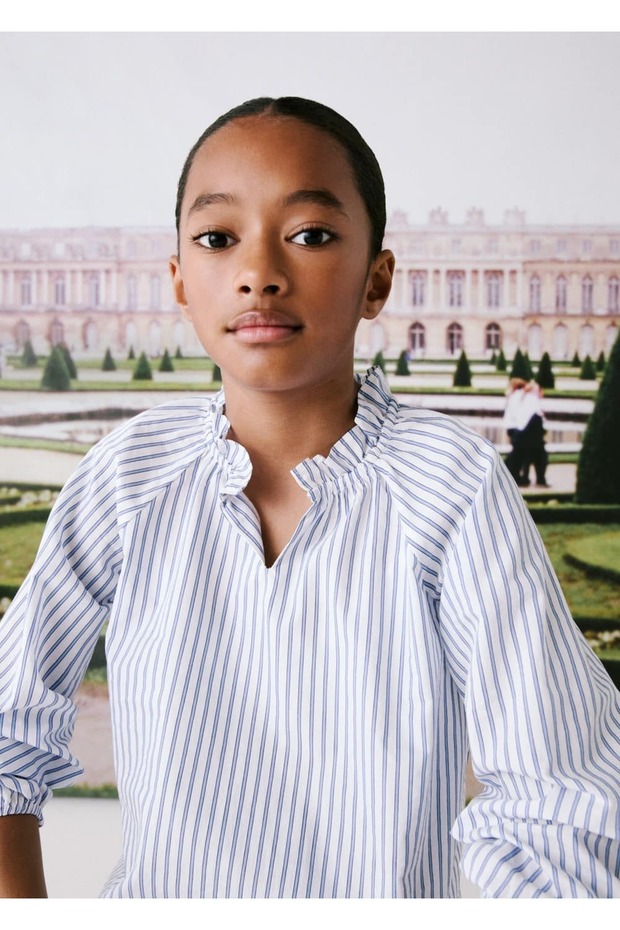 Drawstring Detailed Striped Blouse - 6