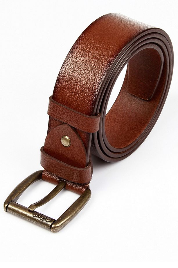 Erkek Taba Antik Hakiki Deri 4,5 Cm Kot Kemeri - 2