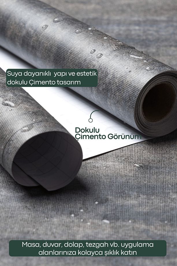 Kendinden Yapışkanlı Dokulu Çimento Görünümlü Mutfak Duvar Dolap Masa Kaplama 60cmX300cm - 4
