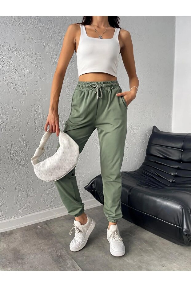 Kışlık Haki içi Polarlı Şardonlu Dalgıç Eşofman Altı - 5