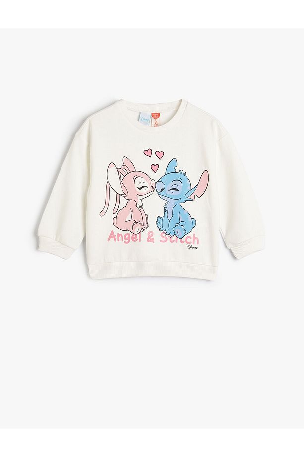 Stitch Sweat Lisanslı Uzun Kollu Bisiklet Yaka Pamuklu - 1