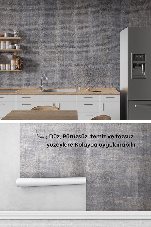 Kendinden Yapışkanlı Dokulu Çimento Görünümlü Mutfak Duvar Dolap Masa Kaplama 60cmX300cm - 5