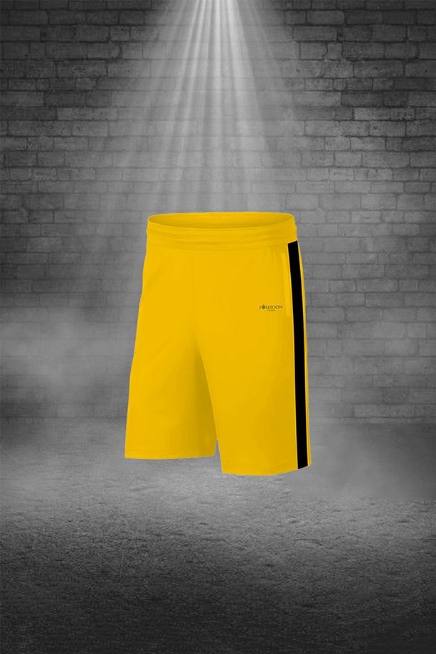Erkek Sarı Dri-fit Kumaş Baskısız Konforlu Tişört Şort Alt Üst Ikili Set Seti (S -3XL) - 3