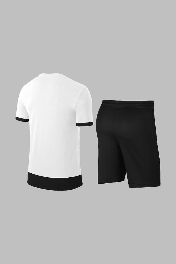 Erkek Beyaz Dri-fit Kumaş Baskısız Yuvarlak Yaka Kısa Kol Regular Tişört Şort Set (S-3XL) - 4