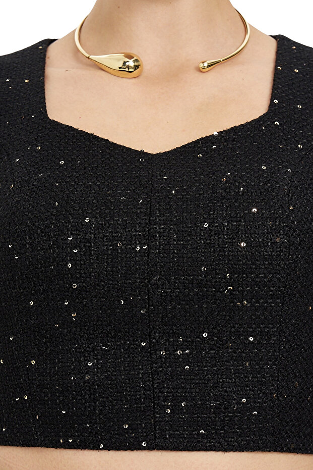 Pul Detaylı Crop Bluz - 6