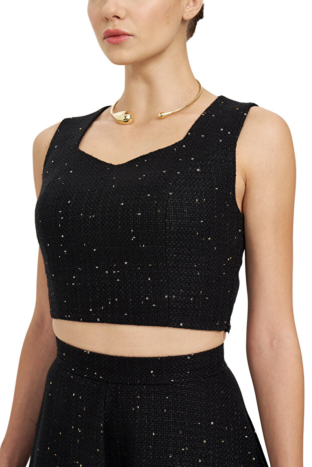 Pul Detaylı Crop Bluz - 5