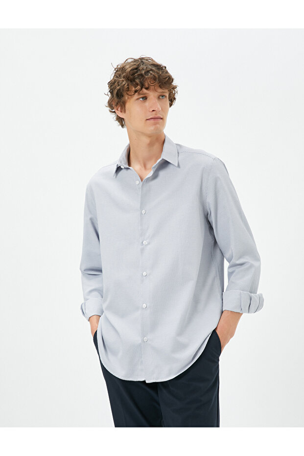 Basic Shirt Classic Collar Minimal Patterned Buttoned Non Iron