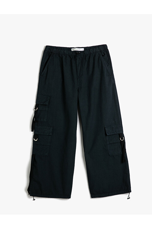 Parachute Trousers Oversize Short Leg Stopper Pocket Cotton