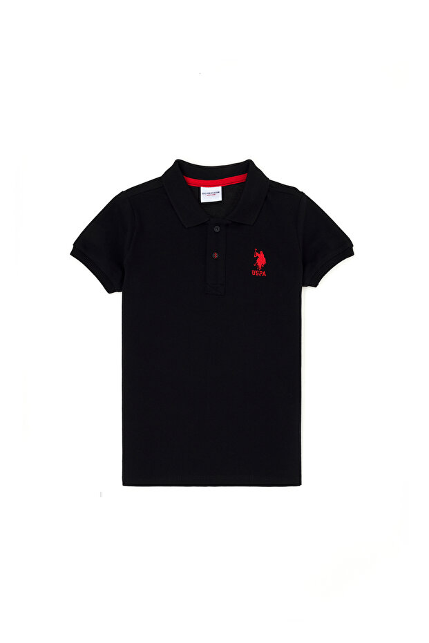 Boys' Black Basic Polo Collar T-Shirt 50262958-VR046