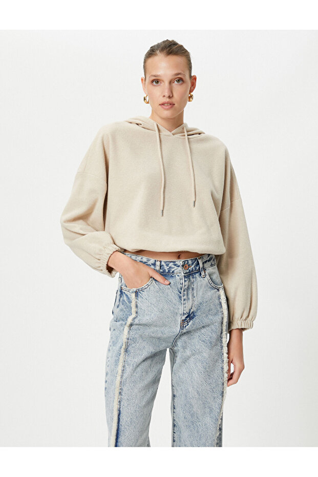 Kapuzenpullover mit elastischem Bund und Handgelenken - 2