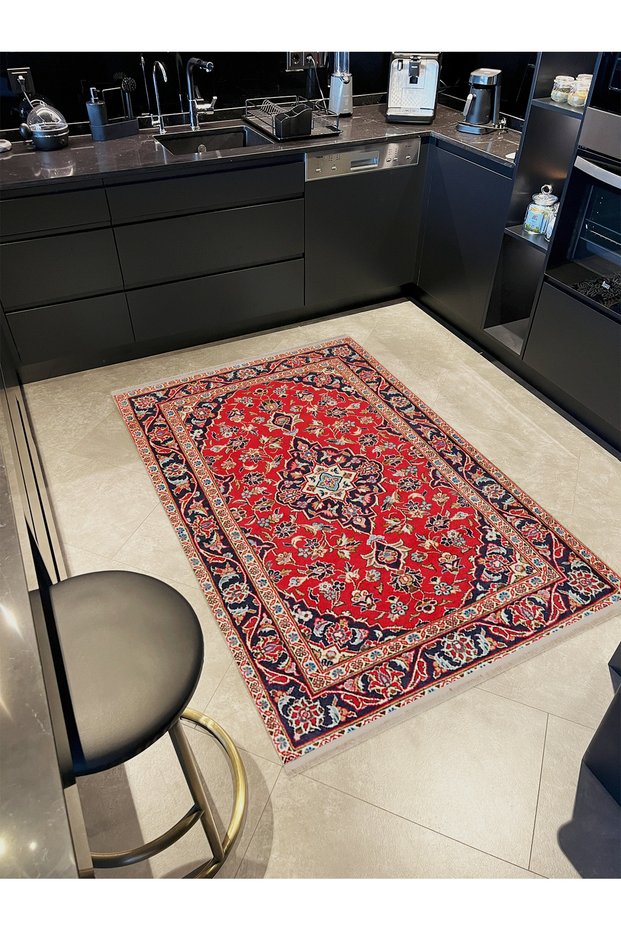 South Collection Red Beige Themed Traditional Motif Patterned Vintage Decorative Carpet 25