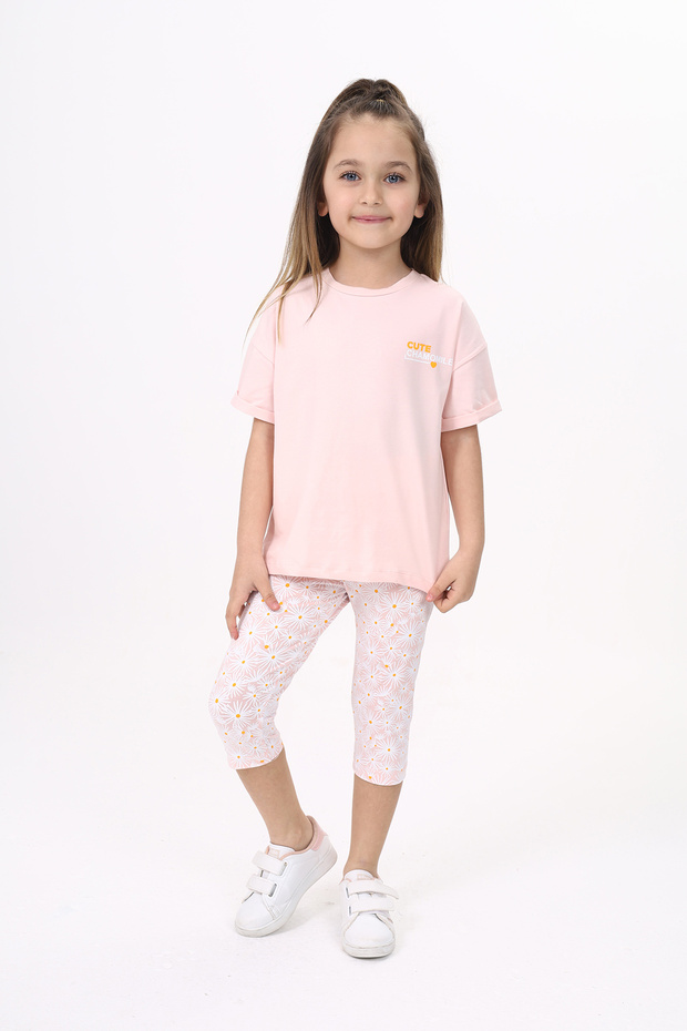 Girl's Chest Cute Chamomle Printed Capri Suit