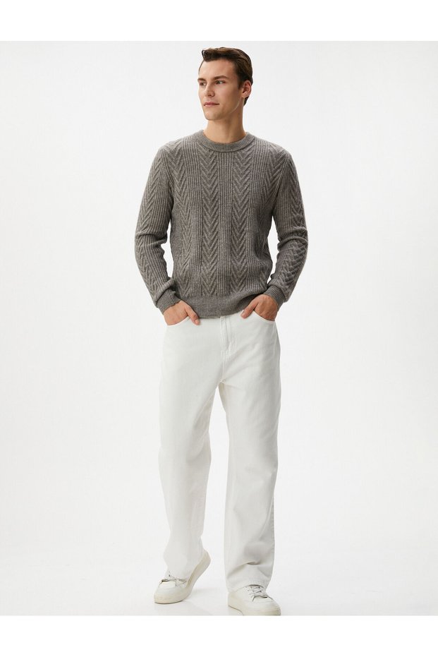 Knitwear Sweater Crew Neck Knitted Textured Long Sleeve