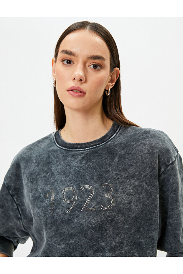 Crew Neck Sweatshirt 1923 Embroidered Faded Effect 100th Anniversary Special