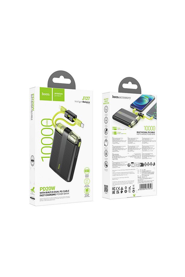 J127 Dijital Göstergeli Dual Kablolu 20w Hızlı Şarj Destekli 10.000 Mah Pd Mini Powerbank - 6