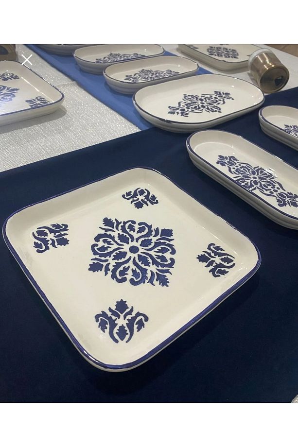 İskandinav mavi desen lüx kahvaltı seti 14 parça 6 kişilik - 5