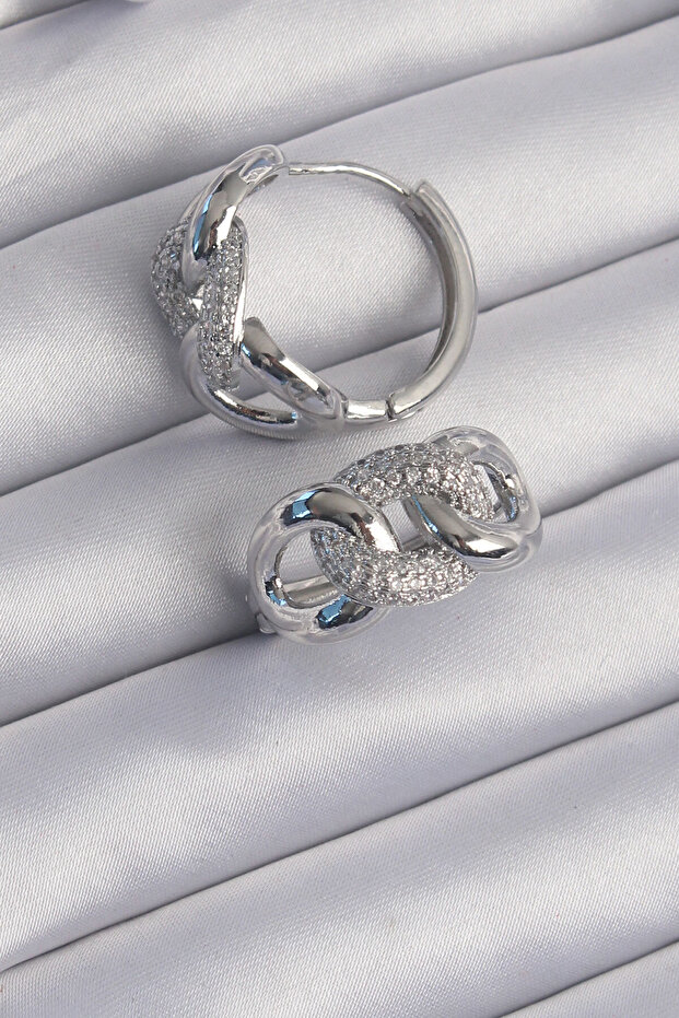Brass Silver Color Zircon Stone Milky Way Earrings