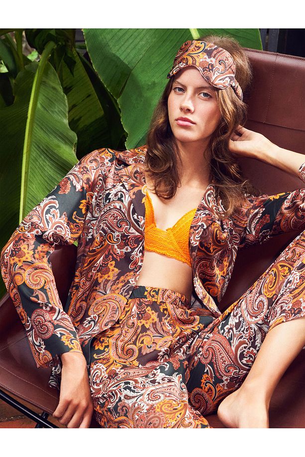 Düğmeli Pijama Üstü Uzun Kollu - 1