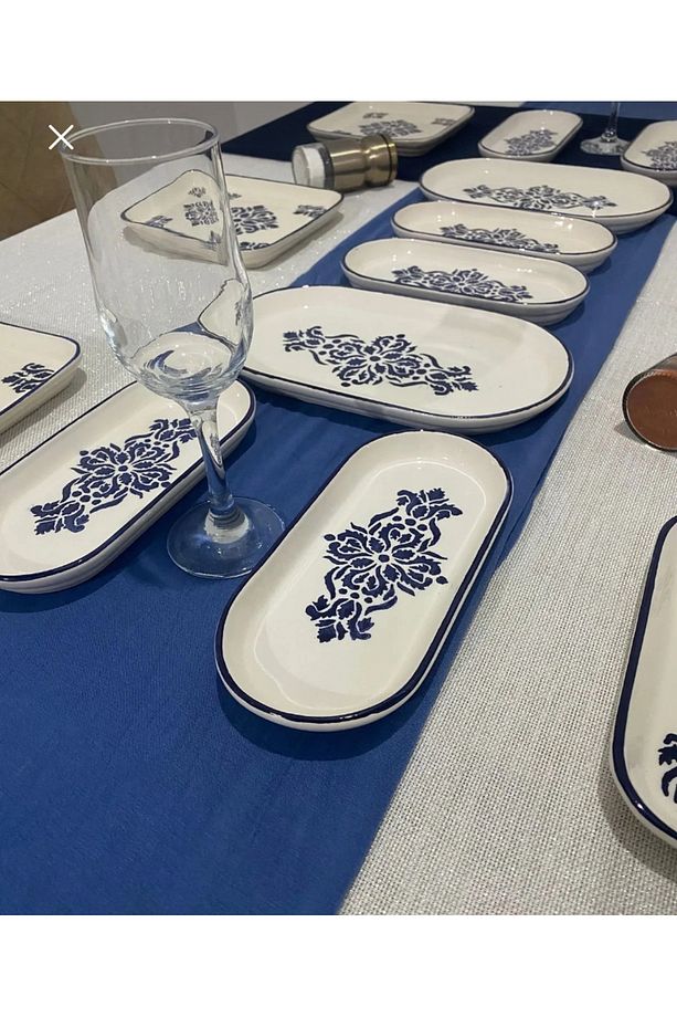 İskandinav mavi desen lüx kahvaltı seti 14 parça 6 kişilik - 4