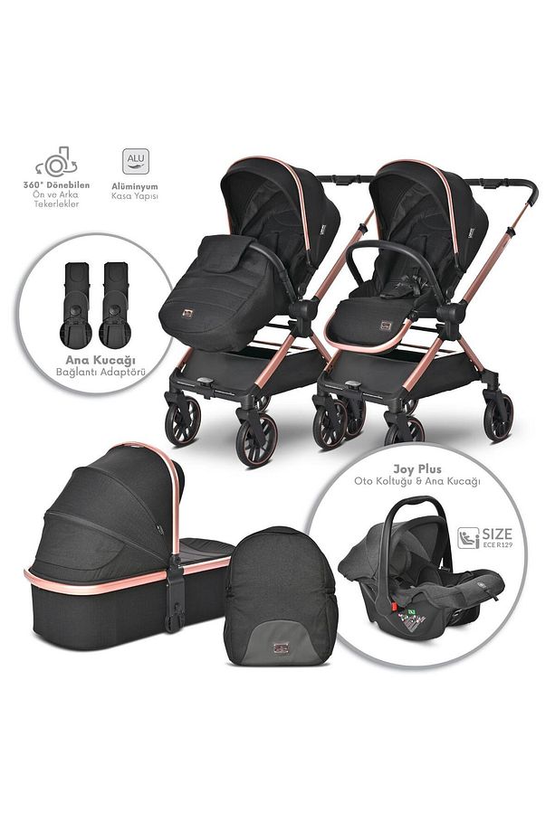 Lorelli Reya 3 in 1 Travel Sistem Bebek Arabası - Black - 1
